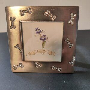 Picture Frame for Dog Pets. 3" x 3"  Ashleigh.  Crystal dog bone embellishments